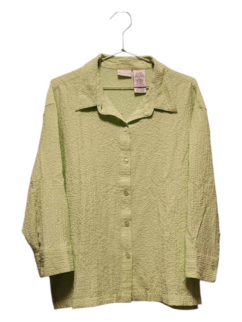 White Stag Light Lime Green Textured Button-Up Shirt